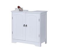 Relaxdays 2 doors, HxWxD: 60 x 60 x 30 cm, MDF, zinc, bathroom cabinet for sink, white, Metal, Fibreboard