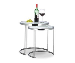 Relaxdays 2 nesting tables with frosted glass