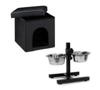 Relaxdays 2-piece dog set black/silver
