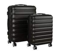 Relaxdays 2-Piece Hard-Shell Luggage Set with Spinner Wheels, Telescopic Handle, Combination Lock 65x42x25.5cm Black