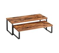 Relaxdays 2-Piece Stackable Industrial Kitchen Organizer for Spices, Crockery, and More, 16x40x20 cm, Brown/Black