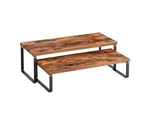 Relaxdays 2-Piece Stackable Industrial Kitchen Organizer for Spices, Crockery, and More, 16x40x20 cm, Brown/Black