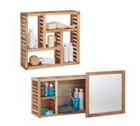 Relaxdays 2-piece walnut bath shelf set