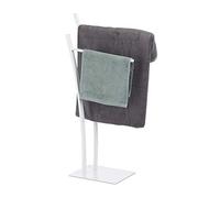 Relaxdays 2-Rail Double Towel Stand, Freestanding Towel Holder, Bathroom Valet HWD 88 x 43 x 24 cm, White