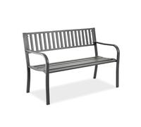 Relaxdays, 2-seater, HxWxD: 82 x 127.5 x 59.5 cm, steel, bench for garden, terrace, balcony, park, grey