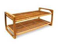 Relaxdays 2-Tier Bamboo Shoe Rack, Wooden Holder, Storage Solution for 6 Pairs, 75 x 33 x 33 cm, Natural