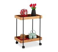 Relaxdays 2-Tier Black Bamboo Serving Cart