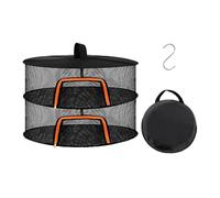 Relaxdays 2-Tier Foldable Drying Net for Herbs, Fruit, Vegetables & Fish, 40x60x60cm, Orange/Black