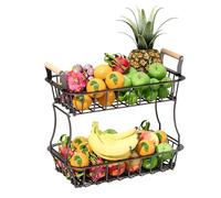 Relaxdays 2-tier metal fruit basket with handles