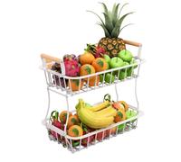 Relaxdays 2-tier metal fruit basket with handles
