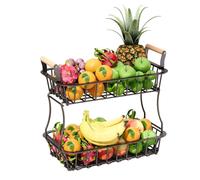 Relaxdays 2-tier metal fruit basket with handles