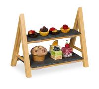 Relaxdays 2-Tier Serving Stand with Slate Plates