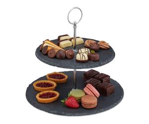 Relaxdays 2-Tier Slate Serving Stand