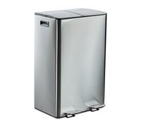Relaxdays 2 x 30 litres, Kitchen Rubbish, Removable Inner bin, Soft-Close Mechanism and Step Pedal, Stainless Steel, Silver, 10% Plastic 90%, 30 liters
