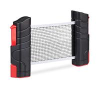 Relaxdays 2 x ausziehbares Tischtennisnetz, bis 176 cm Netzbreite, mit Klemmhalterung, für Tische bis 5cm Dicke, schwarz/rot