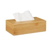 Relaxdays 2 x Bamboo Tissue Box Brown