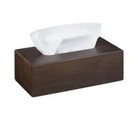 Relaxdays 2 x Bamboo Tissue Box Dark Brown