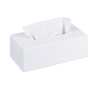 Relaxdays 2 x Bamboo Tissue Box White