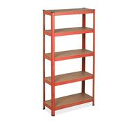 Relaxdays 2 x Heavy Duty Shelving 5 Shelves Red