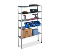 Relaxdays 2 x Heavy Duty Shelving 5 Shelves Silver