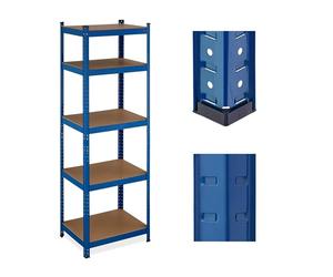 Relaxdays 2 x heavy-duty shelving unit, HWD 180x60x45 cm, up to 500 kg, 5 shelves, for garage, plug-in storage, steel, blue