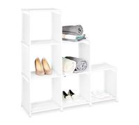 Relaxdays 2 x step shelf with 6 sections in white