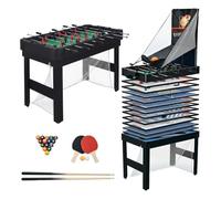 Relaxdays 20-in-1 multi-game table: foosball, pool, air hockey, black | table tennis, basketball, poker, bowling & more