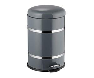 Relaxdays 20L Pedal Liner with Handle, Kitchen Waste Bin, Trash Can, Stainless Steel, Grey, Medium