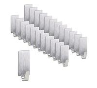 Relaxdays 24x Adhesive Towel Hooks, Stainless Steel, Matt, No Drilling, Bathroom & Kitchen, 3.5 x 1.5 x 1.5 cm, Silver, 24er Pack
