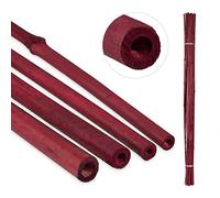 Relaxdays 25 Bamboo Canes for Plants Set, 150cm, Ø 15-17 mm, Flowers Climbing Aid, Home and Garden, Wooden Sticks, Red