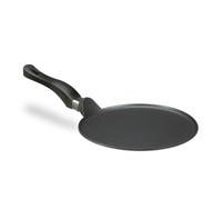 Relaxdays Cast aluminium crepe pan 25 cm, non-stick cast iron pan for crepes, easy to clean, extra flat, black
