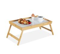 Relaxdays 2x Bamboo Breakfast Tray White Tabletop