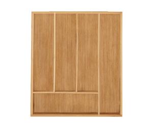 Relaxdays 2x Bamboo Cutlery Tray 5 Compartments
