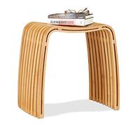 Relaxdays 2x Bamboo Hallway Stool, Elegant Footrest in Scandinavian Design, Natural Chair; Backless