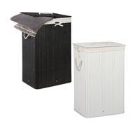 Relaxdays 2x Bamboo Laundry Basket