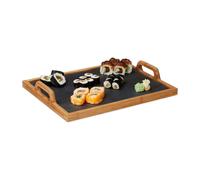 Relaxdays 2x Bamboo Serving Tray with Handles