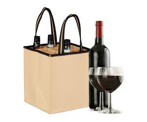 Relaxdays 2x Beige Bottle Bag for 9x Wine each