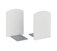 Relaxdays 2X Bookend, Holder for Books, CDs, DVDs & Folders, HWD: 18x12x12 cm, Bookshelf Organiser, Bamboo & Iron, White, 18 x 12 x 12 cm