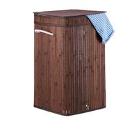 Relaxdays 2x Brown Foldable Bamboo Laundry Basket