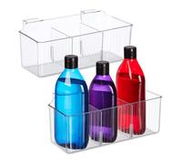 Relaxdays 2X Cabinet Door Organiser, Hanging Bin for Kitchen & Bathroom, HWD: 10 x 25.5 x 12.5 cm, Plastic, Transparent