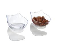 Relaxdays 2x Cat Feeding Bowl Set