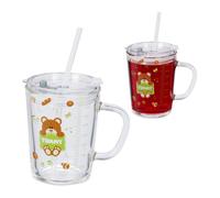 Relaxdays 2x Children's Cups with Bear Motif