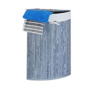 Relaxdays 2x Corner Laundry Baskets Bamboo Grey