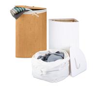 Relaxdays 2x Corner Laundry Hamper Natural & White