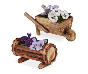 Relaxdays 2x Decorative Wooden Planters