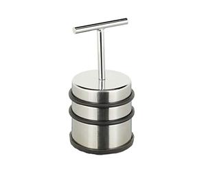 Relaxdays 2X Door Stoppers with Handle, for Doors & Windows, Stainless Steel & Rubber, Floor Bumper, HxØ: 14 x 7, Silver