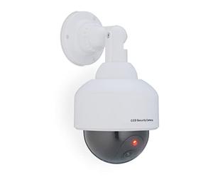 Relaxdays 2x Dummy Camera, Fake Security, Flashing LED Light, Indoor, Outdoor, Burglar Deterrent, 23.5x12.5x14 cm, White