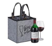 Relaxdays 2x felt wine carrier for 9 bottles