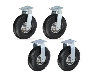 Relaxdays 2x Fixed + 2x Swivel Castor Set
