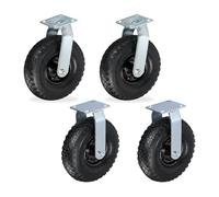 Relaxdays 2x Fixed + 2x Swivel Castor Set, Heavy-duty Wheel with Pneumatic Tyres, 3.00-4, Transport 120 kg,